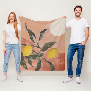 Zweigstelle Boho Lemon mit Sun Minimalistisch Abst Fleecedecke