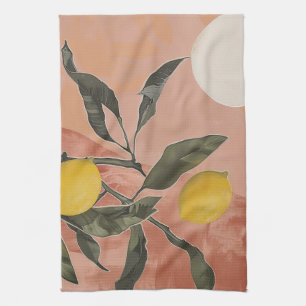 Zweigstelle Boho Lemon mit Sun Minimalistisch Abst Geschirrtuch