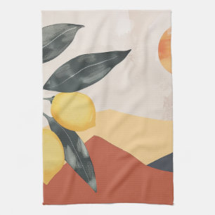 Zweigstelle Boho Lemon mit Sun Minimalistisch Abst Geschirrtuch