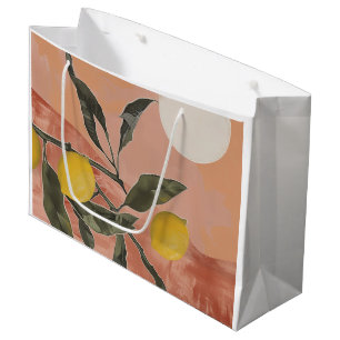 Zweigstelle Boho Lemon mit Sun Minimalistisch Abst Große Geschenktüte