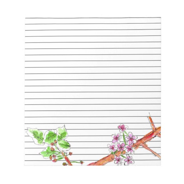 Zweigstelle Cherry Blossom Tree Botanical Lined Notizblock (Vorderseite)