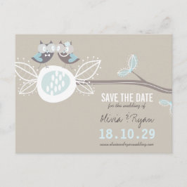 Zweigstelle der Whimsical Wedding Owls Tree Save t Ankündigungspostkarte