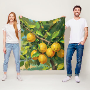 Zweigstelle Lemon Tree mit hellgelben Früchten Fleecedecke
