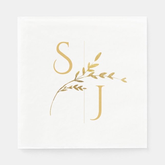Zweigstelle Minimalistisch White and Gold Moderne  Serviette (Vorderseite)