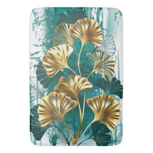 Zweigstelle mit goldenen Blätter Ginko Biloba Badematte