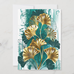 Zweigstelle mit goldenen Blätter Ginko Biloba Dankeskarte