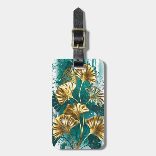 Zweigstelle mit goldenen Blätter Ginko Biloba Gepäckanhänger (Vorderseite vertikal)