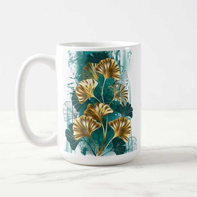 Zweigstelle mit goldenen Blätter Ginko Biloba Kaffeetasse (Links)