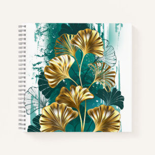 Zweigstelle mit goldenen Blätter Ginko Biloba Notizbuch
