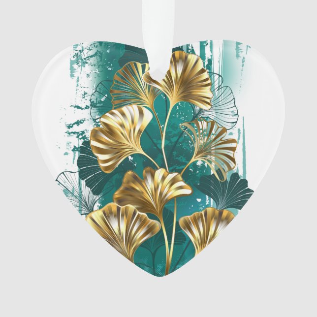 Zweigstelle mit goldenen Blätter Ginko Biloba Ornament (Vorderseite)