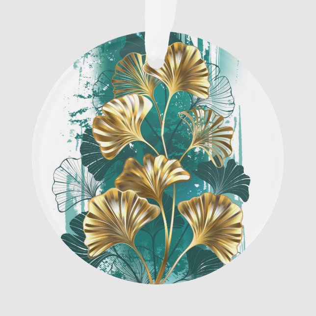 Zweigstelle mit goldenen Blätter Ginko Biloba Ornament (Vorderseite)