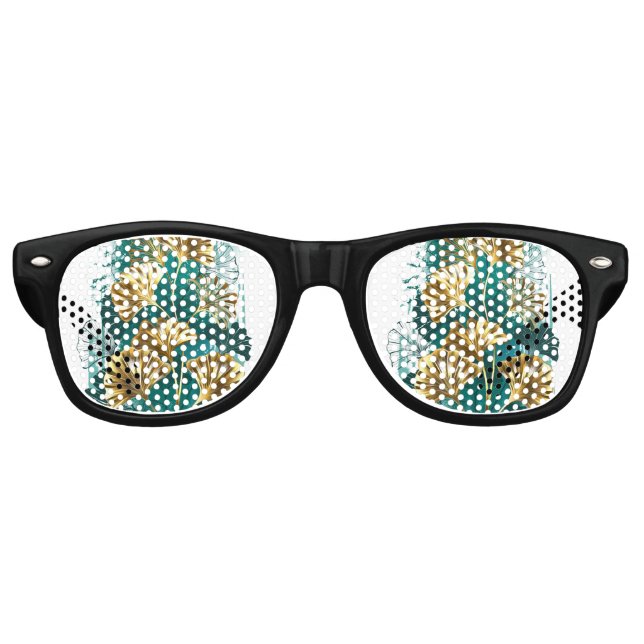Zweigstelle mit goldenen Blätter Ginko Biloba Partybrille (Vorderseite)