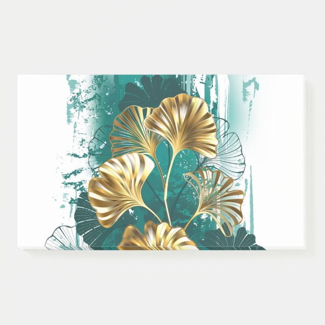 Zweigstelle mit goldenen Blätter Ginko Biloba Post-it Klebezettel (Vorderseite)