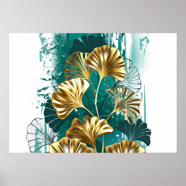 Zweigstelle mit goldenen Blätter Ginko Biloba Poster (Vorne)