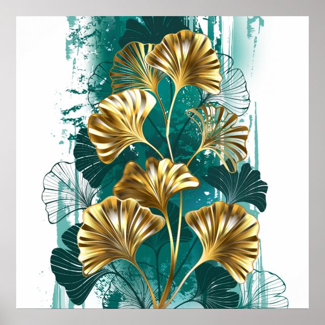 Zweigstelle mit goldenen Blätter Ginko Biloba Poster (Vorne)