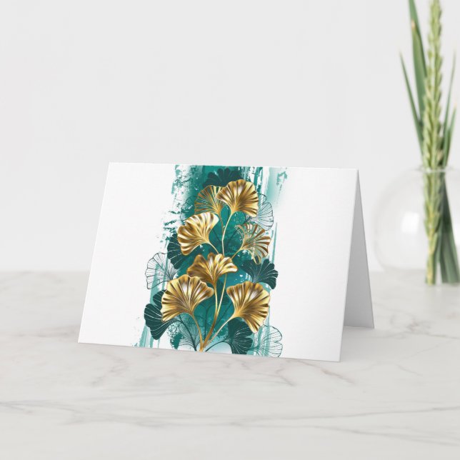 Zweigstelle mit goldenen Blätter Ginko Biloba Programm (Vorderseite)