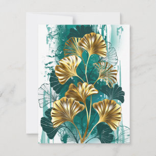 Zweigstelle mit goldenen Blätter Ginko Biloba Save The Date