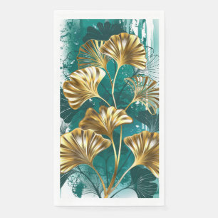 Zweigstelle mit goldenen Blätter Ginko Biloba Serviette