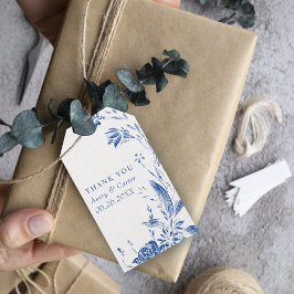 Zweigstelle mit Hochzeit von blauen und weißen Blu Geschenkanhänger