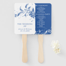 Zweigstelle mit Hochzeitsprogramm für blaue und we Fächer