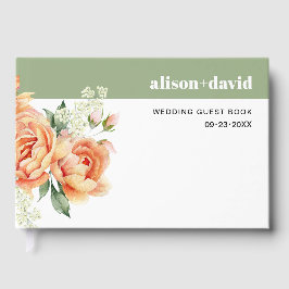 Zweigstelle mit Pfirsichfröschen Blume Hochzeit Gästebuch