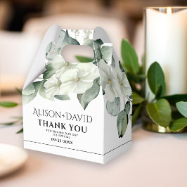 Zweigstelle mit weißen Blume Schwarze Typografie H Geschenkschachtel