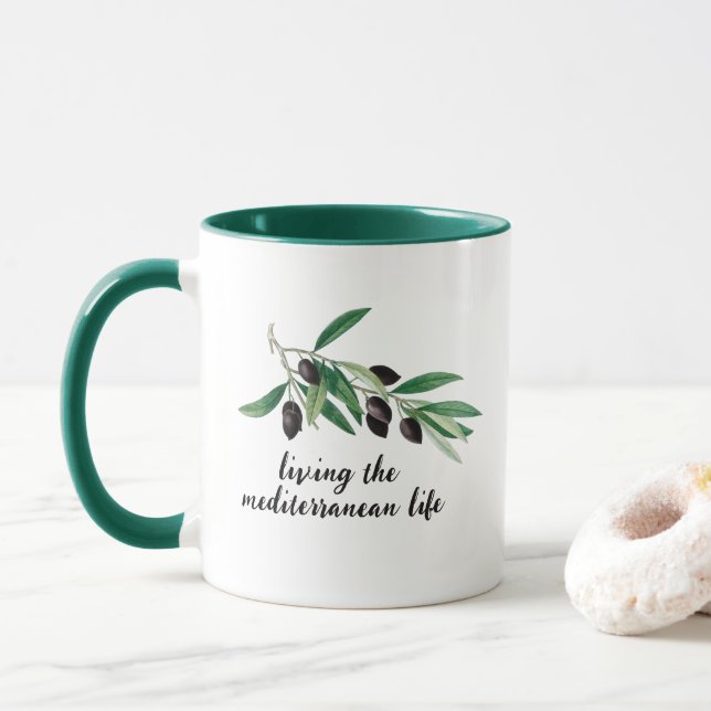 Zweigstelle Olivenbaum: Leben im Mittelmeer Tasse (Mit Donut)