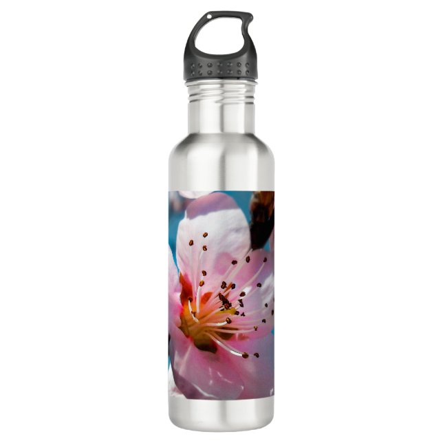 Zweigstelle Peach Blossom und Blue Sky Edelstahlflasche (Vorderseite)