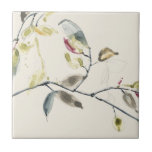 Zweigstelle Wasserfarben Fliese<br><div class="desc">Zweigstelle Leaf II von Jennifer Goldberger. Wasserfarbige Tropfen in goldgelb und rötlich-rosa erzeugen sanfte Blätter auf dunkelgrauen und schwarzen Zweigen.</div>