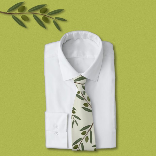 Zweigstelle Wasserfarben Krawatte (Watercolor Olive Branch Neck Tie)