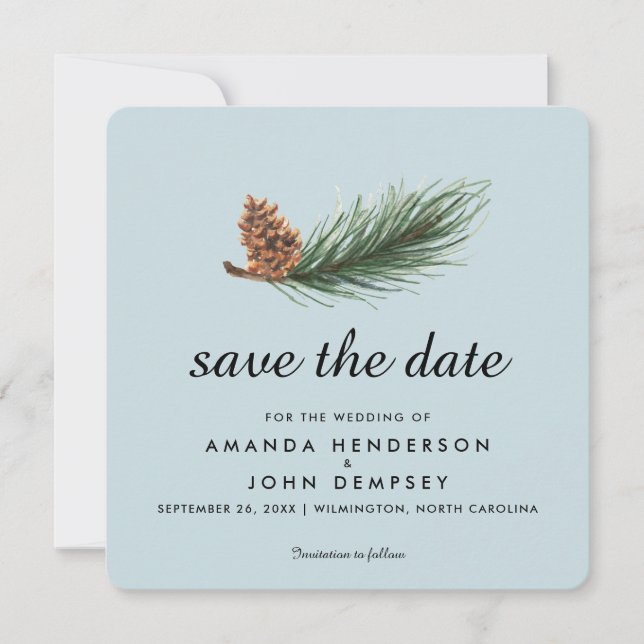 Zweigstelle Wasserfarben Winter Save the Date (Vorderseite)