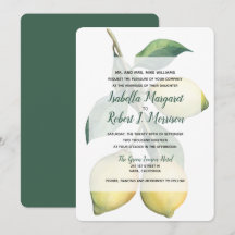 Zweigstelle Wasserfarben-Zitrone | Hochzeitseinlad