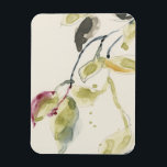 Zweigstelle Wasserfarbenleaf Triptych Magnet<br><div class="desc">Zweigstelle Leaf Triptych I von Jennifer Goldberger. Wasserfarbene Tropfen in goldgelb,  grün und rötlich rosa erzeugen sanfte Blätter auf dunkelgrauen und schwarzen Zweigen.</div>