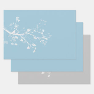 Zweigstellen für Blaue und Weiße Vögel Geschenkpapier Set
