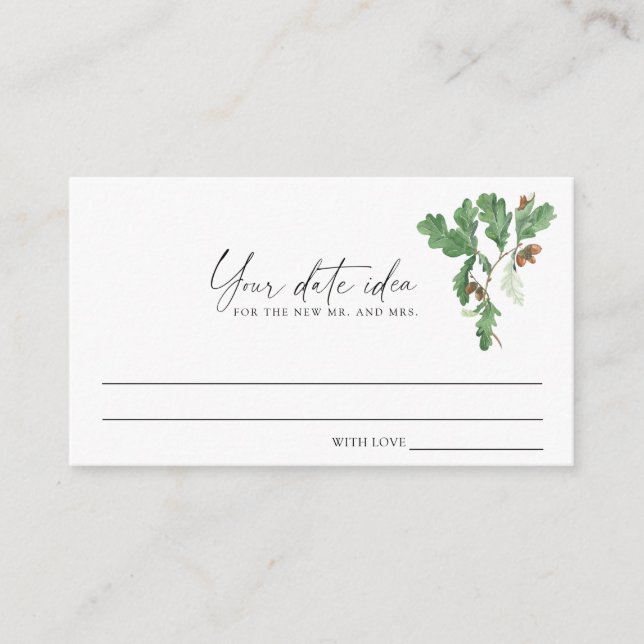 Zweigstellen - Ideen für die Datumsnacht \ Date ja Begleitkarte (Vorderseite)