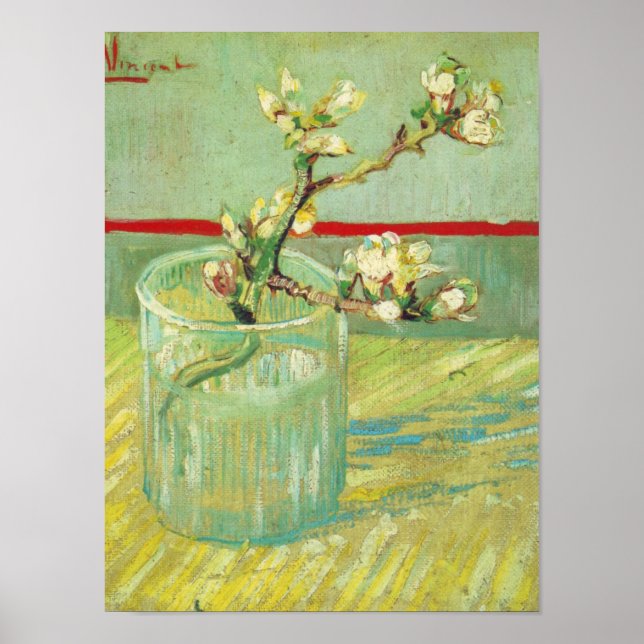Zweigstellen von Almond Blossom im Glass Van Gogh Poster (Vorne)