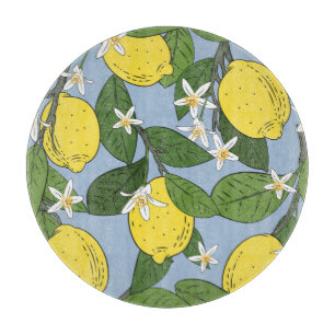 Zweigstellen von Lemon: Blaue Vintage Illustration Schneidebrett