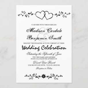 Zweihörer-Blumenzweige Hochzeitseinladungen Einladung