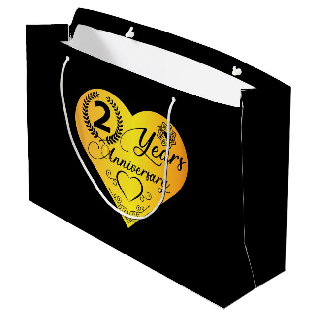 zweijähriges Jubiläum Große Geschenktüte (Rückseite Schrägansicht)