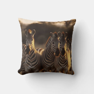Zweilichtstreifen: Zebra Familie Kissen