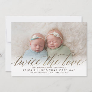 Zweimal die Liebe Imitate Foil Twin Birth Ankündig Ankündigung