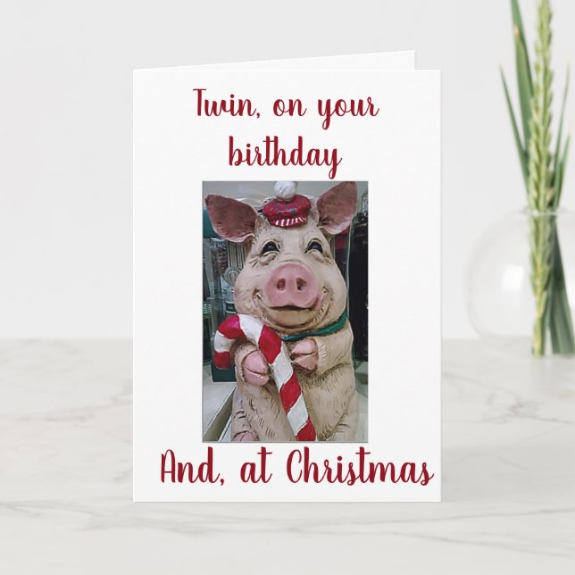 ***ZWEIMAL GEBURTSTAG** ***CHRISTMAS*** FEIERTAGSKARTE (Vorderseite)