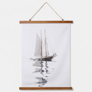 Zweimast-Schoner mit Dory von Winslow Homer Wandteppich Mit Holzrahmen