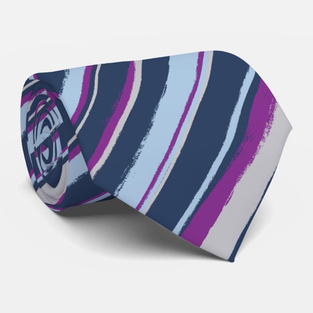 Zweiseitig gestrickte Marine, blau & violett Krawatte (Gerollt)