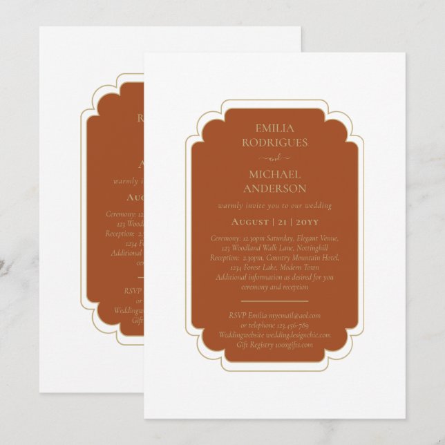 Zweiseitige BILINGUAL Wedding Terracotta Einladung (Vorne/Hinten)