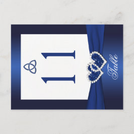 Zweiseitige blaue und weiße Tischnummer