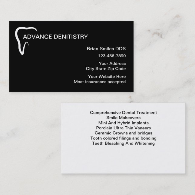 Zweiseitige Dental Office-Visitenkarten Visitenkarte (Vorne/Hinten)