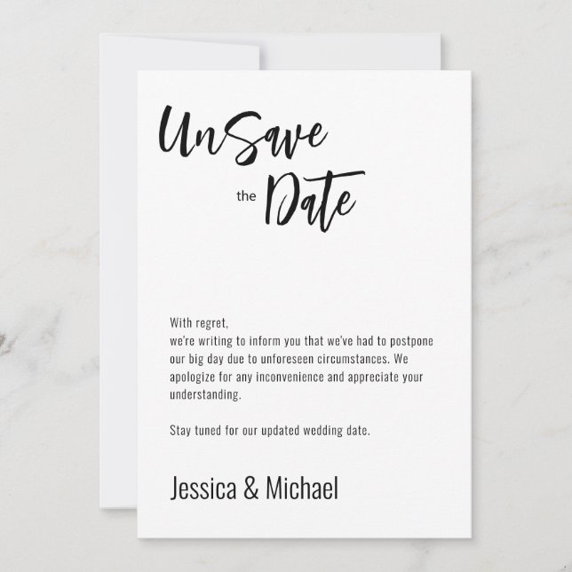💍 zweiseitige Minimalistische Elegant UnSpeichern Save The Date (Vorderseite)
