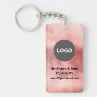 Zweiseitige Rose QR-Code und Firmenlogo Schlüsselanhänger