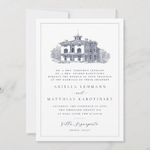 Zweiseitige Villa Zielort Hebräische Hochzeit Einladung